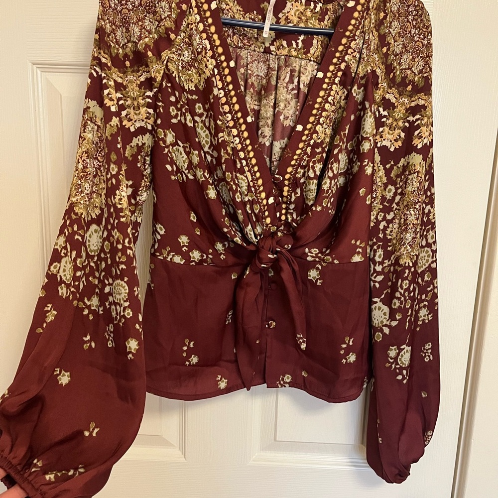 Free People Burgundy Blouse